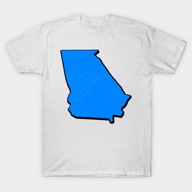 Bright Blue Georgia Outline T-Shirt by Mookle